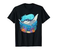 Sonriente Manta Ray Underwater Coral Reef Diversión Camiseta