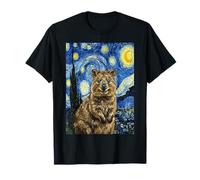 Sonriente Quokka Van Gogh Starry Night Art Camiseta