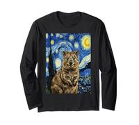 Sonriente Quokka Van Gogh Starry Night Art Manga Larga