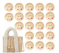 Sonrisa Brillante De La Cara De Perlas - Perlas De Macrame | Perla Artesanal Cara De Madera, Suministros Artesanales De Madera Para Ropa, Perlas De Madera Naturales Con Caras, Bolas De Cara Redondas