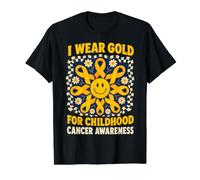 Sonrisa de Flores Me Pongo Oro para el cáncer Infantil Camiseta gráfica económica, Hombre, Negro, XL