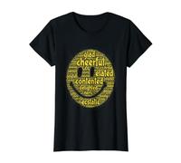 Sonrisa Positiva Cara Palabras Felices Vibraciones Inspiradoras Retro Camiseta gráfica económica