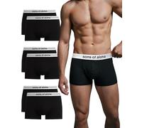 SONS OF ALOHA Calzoncillos tipo bóxer para hombre, algodón orgánico (6 unidades), 6 x blanco y negro, M