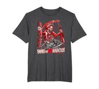 Sons of Anarchy Throwback Fear The Reaper Biker TV Show Camiseta, Hombre Tallas Grandes, Jaspeado Oscuro, 3X Alto