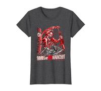 Sons of Anarchy Throwback Fear The Reaper Biker TV Show Camiseta, Mujer, Jaspeado Oscuro, S