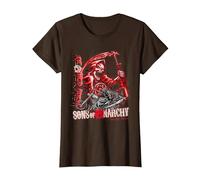 Sons of Anarchy Throwback Fear The Reaper Biker TV Show Camiseta, Mujer, Marrón, M