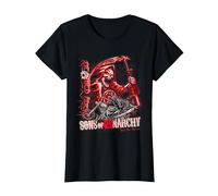 Sons of Anarchy Throwback Fear The Reaper Biker TV Show Camiseta, Mujer, Negro, XS