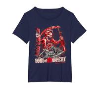 Sons of Anarchy Throwback Fear The Reaper Biker TV Show Camiseta, Mujer Tallas Grandes, Azul Marino, 4XL Grande