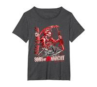 Sons of Anarchy Throwback Fear The Reaper Biker TV Show Camiseta, Mujer Tallas Grandes, Jaspeado Oscuro, 1XL Grande