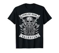 Sons of Odin- Valhalla Vikings Skull Black and White - Camiseta