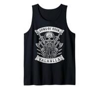 Sons of Odin- Valhalla Vikings Skull Black and White - Camiseta sin Mangas