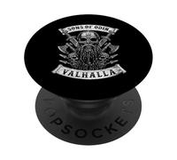 Sons of Odin- Valhalla Vikings Skull Black and White - PopSockets PopGrip Adhesivo