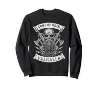 Sons of Odin- Valhalla Vikings Skull Black and White - Sudadera