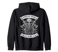 Sons of Odin- Valhalla Vikings Skull Black and White - Sudadera con Capucha