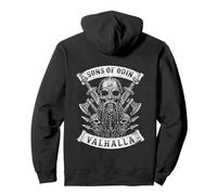 Sons of Odin- Valhalla Vikings Skull Black and White - Sudadera con Capucha