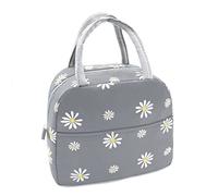 Sonuimy Lonchera aislada para mujeres y niñas, reutilizable, bonita lonchera para adultos y hombres, a prueba de fugas, para el trabajo, oficina, viajes, escuela, picnic (gris con margaritas blancas)