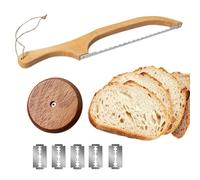 Sonwaha Juego de 2 Cuchillos de Pan, Cuchillo de Pan de Madera Navaja de Afeitar con 5 Cuchillas Cuchillo para Pan para DIY Pan Masa Hornear,Sierra de Arco de pan para Cortar Sierra de pan de Masa