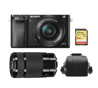 SONY A6000 Negro SEL 16-50MM Negro SEL 55-210MM Negro+tarjeta SD 64GB+Bolsa