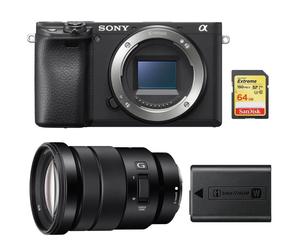 SONY A6400 Negro + SONY SEL 18-105MM F4 G OSS + tarjeta SD 64GB + NP-FW50