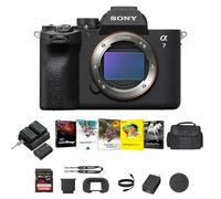 Sony Cámara a7 IV sin espejo de marco completo (negro) - Cámara digital híbrida rápida con baterías y kit de cargador doble, kit de software Corel, tarjeta de memoria SDXC de 128 GB y bolsa DSLR