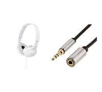 Sony MDR-ZX110/WC(AE) Overhead Headphones - White & Amazon Basics - Stereo Audio