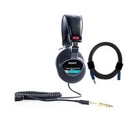 Sony MDR7506 - Paquete de auriculares plegables profesionales de oreja cerrada con cable de extensión de audio trenzado de nailon Knox Gear de 3,5 mm (2 artículos)