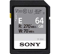 Sony SF-E Series UHS-II U3 V30 - Tarjeta de Memoria SDHC (64 GB, Lectura de 270 MB/S, Escritura 70 MB/S, SFE64)
