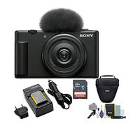 Sony ZV-1F - Cámara Vlog para creadores de contenido y vloggers (negro) paquete con funda para cámara y paquete de accesorios, paquete de arte fotográfico, tarjeta de memoria de 64 GB y batería de
