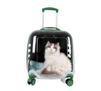 Sooar Maleta Portátil con Ruedas Cápsula Espacial Transpirable Maleta para Gatos Gran Capacidad, Mochila para Gatos Transparente (Color : Green Translucent)