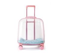 Sooar Maleta Portátil con Ruedas Cápsula Espacial Transpirable Maleta para Gatos Gran Capacidad, Mochila para Gatos Transparente (Color : Pink Transparent)
