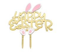 Soochat Decoración para tartas de Pascua, decoración para tartas de conejo, orejas de conejo, decoración para tartas de fiesta de Pascua