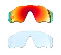 SOODASE Para Oakley Jawbreaker Gafas de sol Rojo/Transparente 2 Pares Lentes de repuesto