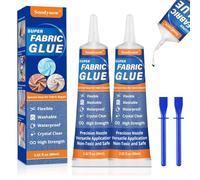 Soodyoow 120ML Pegamento Textil, 2 PCS 60ML Transparente Pegamento para Tela, Tela Adhesiva Lavable para Bolsos, Ropa, Sofá, Secado Rápido y Impermeable