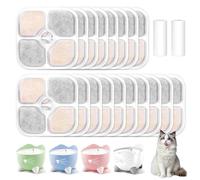 Soodyoow 18 Filtros Fuente Gatos y 2 mangueras, con Catit Pixi Fonte de Agua para Gatos, Filtro Fuente Agua Gatos, Filtros de Carbón Activado, Resina y Tela No Tejida