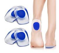 Soodyoow 2 Pares Taloneras Silicona, Taloneras Fascitis Plantar, Plantillas de Talón Gel, Reducir los Golpes, Plantillas Talon para Tendinitis, Espolon Calcaneo(L, Azul)