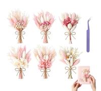Soodyoow 6 Piezas Mini Flores Secas Ramos, Flores Preservadas Naturales, Fflores Secas Decoracion para Manualidades, Marco de Fotos, Bricolaje Resina, Álbumes de Recort(Rosa)