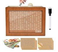 Soodyoow Hucha de Madera, Hucha con Contador, Hucha con números, Caja de Ahorros de Madera, Hucha de Dinero Reutilizables Ayuda a los Adultos y niños a Ahorrar el hábito(Objetivo 500-10000 Euros)