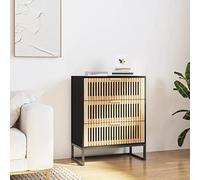 SooIarix Aparador negro 60 x 30 x 75 cm de madera con patas de hierro, mucho espacio de almacenamiento, cajón, se puede cerrar con llave para el hogar, cocina, oficina, pasillo, taller, diseño estable