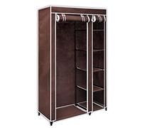 SooIarix Armario de tela marrón plegable de polipropileno y tubo de acero, 110 x 45 x 175 cm, con puerta y cierre de , ahorra espacio para dormitorio, sótano, camping y guardarropa