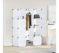 SooIarix Armario modular con 9 compartimentos, 109 x 36,5 x 143 cm, color blanco, de plástico, con barra para colgar, estante y estante para dormitorio, vestidor, pasillo