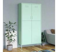 SooIarix Armario verde menta de acero 90 x 50 x 180 cm con 4 estantes ajustables, barra grande, rejillas de ventilación y niveladores para dormitorio y vestidor