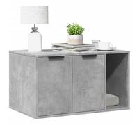 SooIarix Caja de arena para gatos de color gris hormigón de madera 80 x 50 x 45 cm con dos entradas, versátil como casa de gatos, mesa auxiliar o mueble de almacenamiento para un refugio tranquilo y