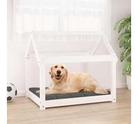 SooIarix Cama para perros blanca de madera de pino maciza, 81 x 60 x 70 cm, suave con espuma viscoelástica ortopédica, antideslizante y resistente al agua, ideal como lugar para dormir y descansar