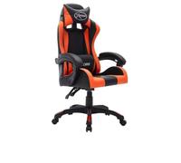 SooIarix Silla de gaming con luces LED RGB de piel sintética, color naranja y negro, ergonómica giratoria con reposabrazos y reposacabezas, altura regulable, soporta hasta 110 kg, cómoda para oficina