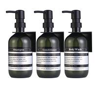 SOOKDEO Dispensador Botella Baño Cocina Recargable para Champú Acondicionador Mano Jabón Loción Aceite Ducha con Bomba y Etiquetas Impermeables, 500ml, 3 Pack (Jade, con Montaje en Pared)