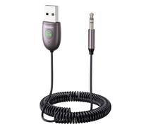 SOOMFON Receptor Bluetooth 5.3 AUX - Adaptador Bluetooth Audio Coche USB Jack 3,5 mm Transferencia más Rápido con Botón de Control y Micrófono Incorporado para Altavoces/Radio del Coche/Hogar Estéreo