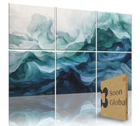 Soon Global Paneles de pared acústicos, paneles acústicos artísticos, paneles acústicos decorativos, paneles acústicos decorativos, paneles de pared acústicos, arte de pared absorbente de sonido, Aqua
