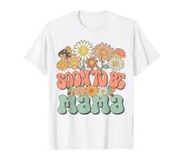 Soon To Be Mama Expecting Baby Pregnancy Groovy Wildflower Camiseta