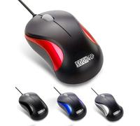 SOONGO Computer Mini USB Wired Optical Mouse Portable for Laptop, Notebook, MacBook - Red