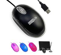 SOONGO Ratón de la computadora Mini USB con Cable Ratones ópticos para PC Computadora portátil de Escritorio Color Negro Niños y Dama Cable de 1.5M